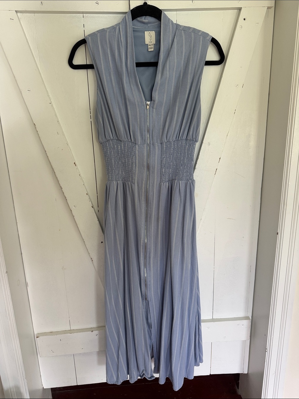 Joie Light Blue and White Striped Midi Dress
